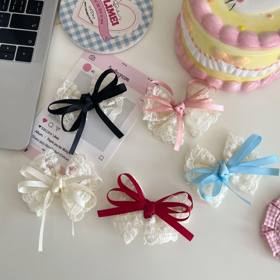 2pcs/set Cute Lace Bow Hair Cl - đánh giá và giá Travel Accessories In Bulk