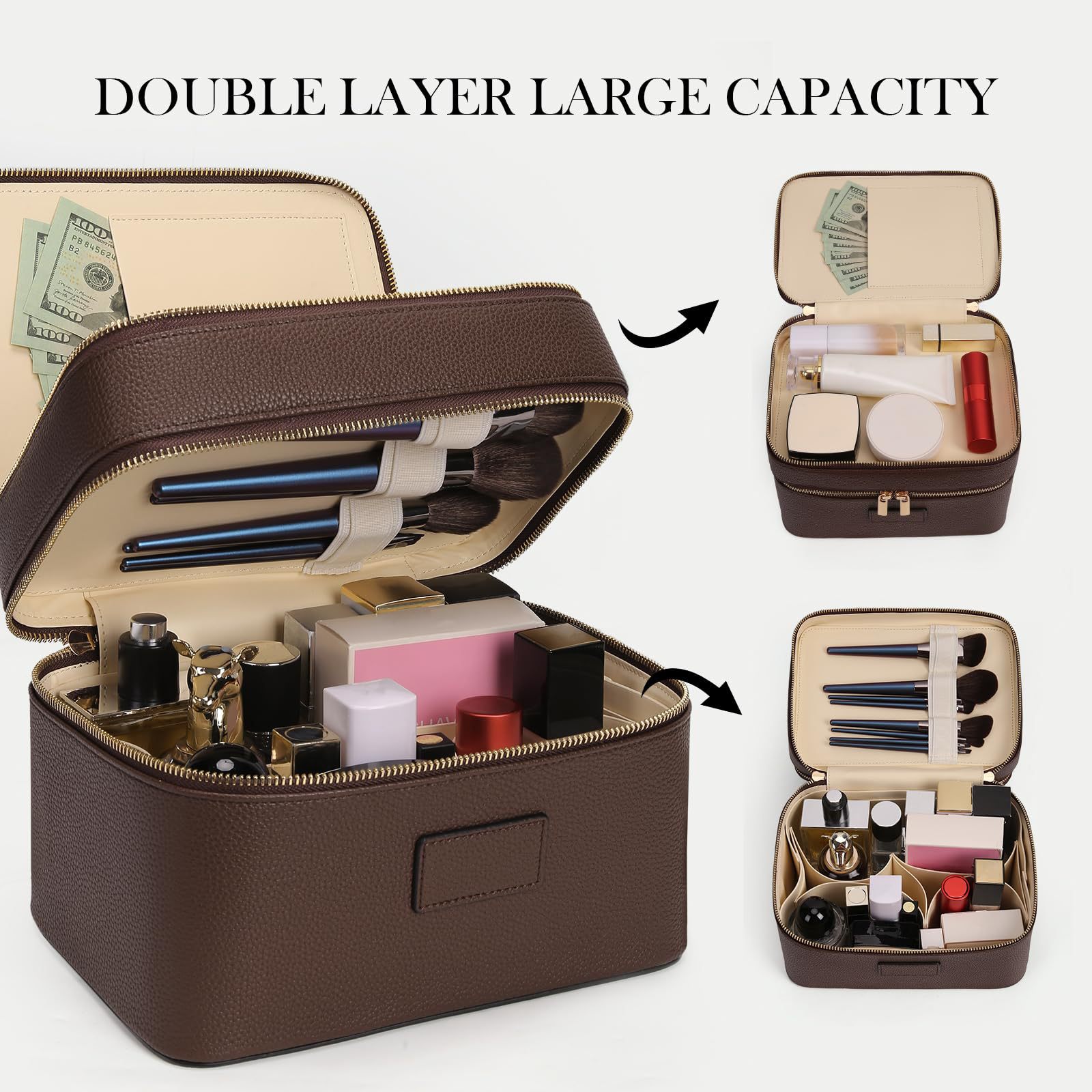 Large Capacity Double-layer Lu - đánh giá và giá Travel Accessories Leather